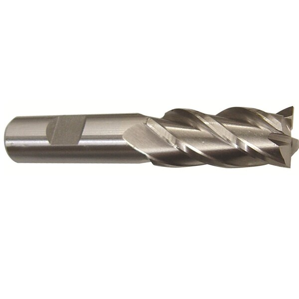 7/16x3/8 HSS 4 Flute Single End End Mill, Flute Length: 1